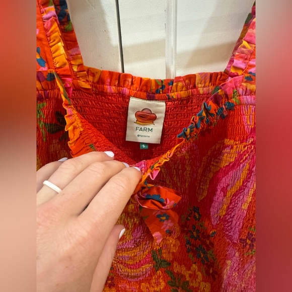 Farm Rio Red Spring Banana vacation dress, S - Picture 3 of 4